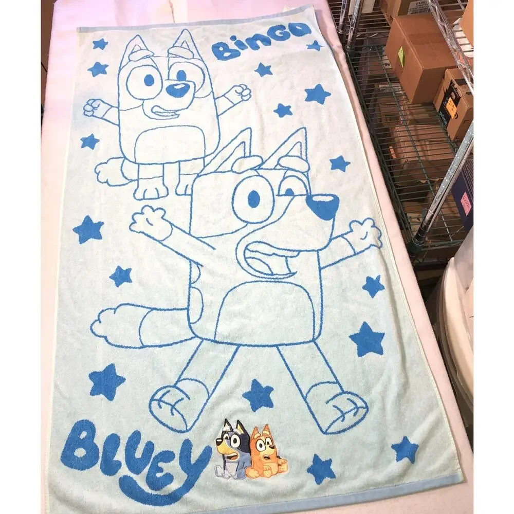 Bluey Bingo Beach Towel W/ Embroidered Applique 60”x 31.5”
